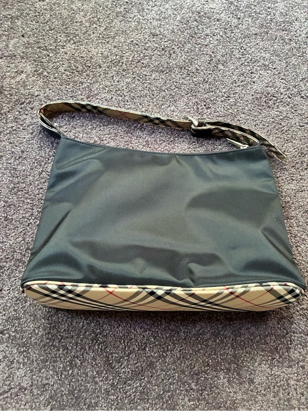 Burberry Blue Label Womens Black & Classic Plaid Check Accents Shoulder Bag - Picture 2 of 10